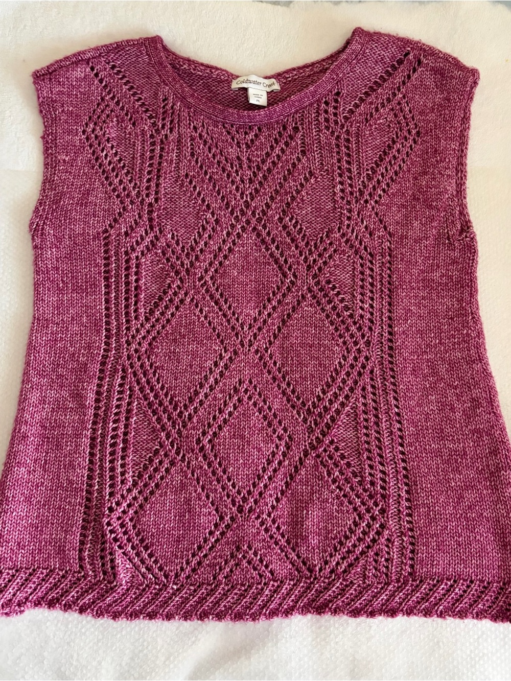 Coldwater Creek Sleeveless Lace-Knit Tank Top in Berry Plum